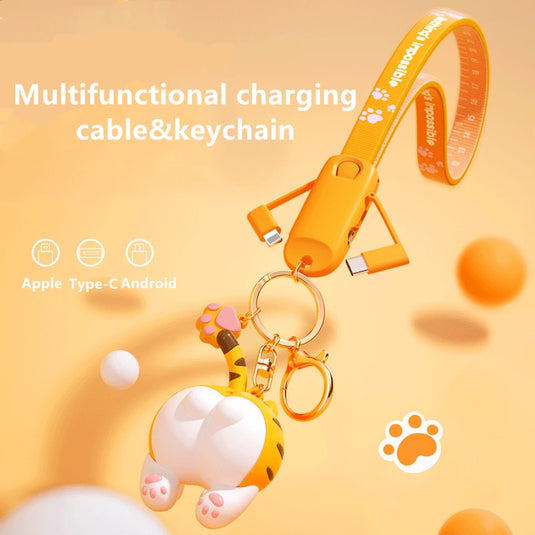 Cat Butt Keychain 3 In 1 Charging Cable
