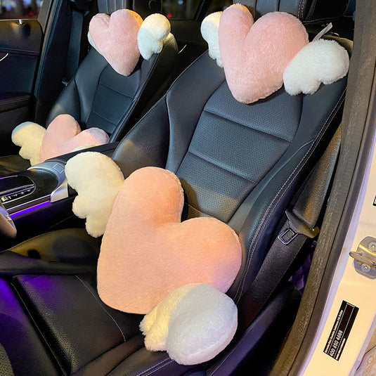 Soft Heart Car Headrest Plush - Neck Pillow for Seat