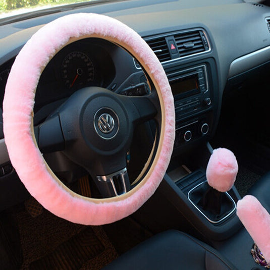 Fluffy Steering Wheel + Gearshift + Handbrake Cover