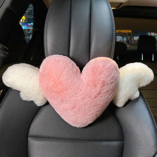 Soft Heart Car Headrest Plush - Neck Pillow for Seat
