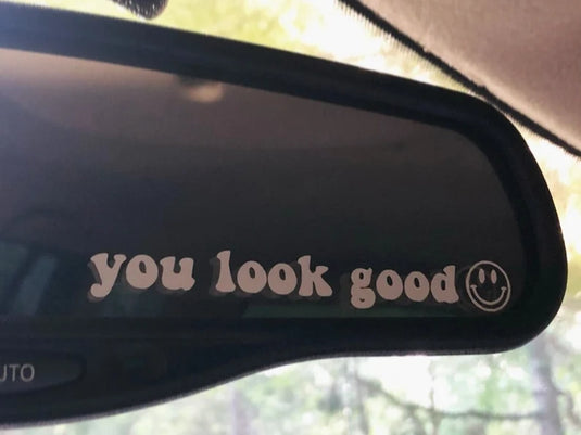 Happy Quotes Decal for Car Mirror